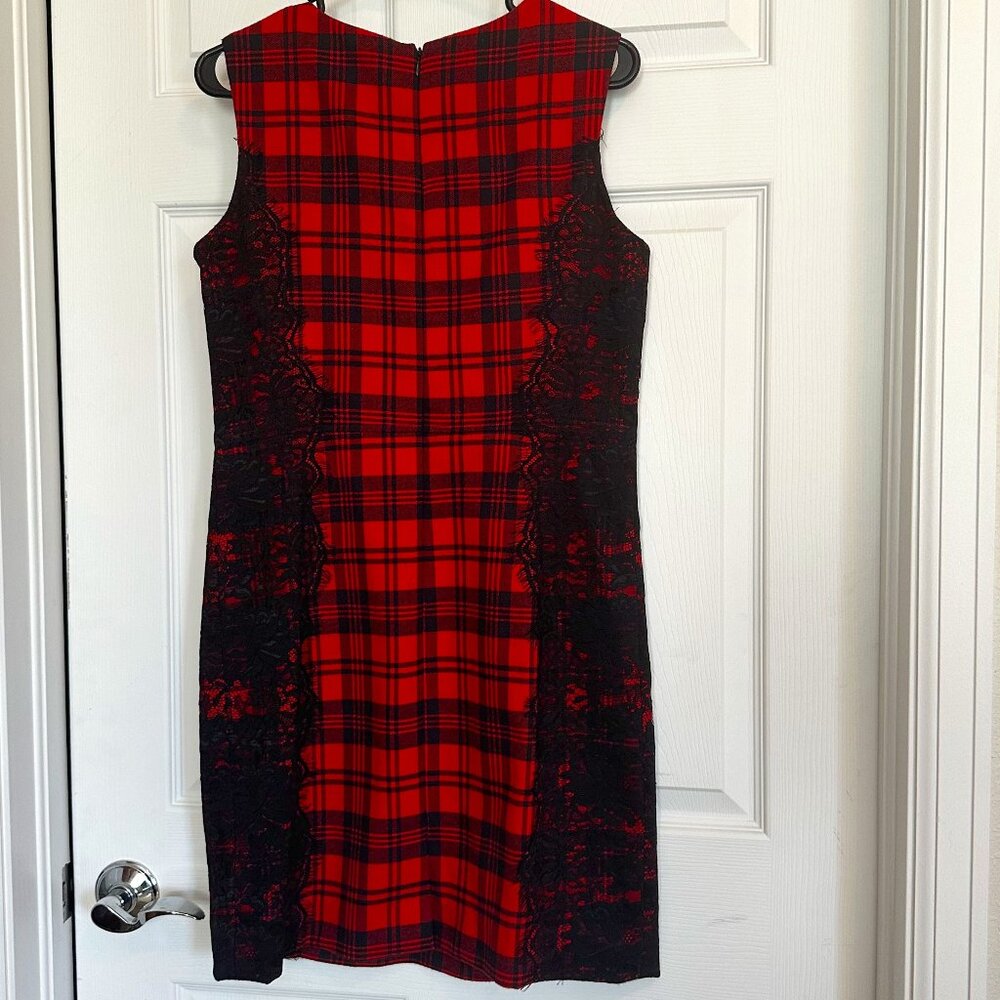 Leslie Fay Red and Black Holiday Dress-Size 8